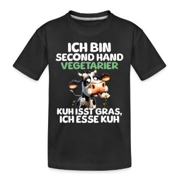 Second Hand Vegetarier - Kinder Premium Bio T-Shirt - Schwarz - Vorne