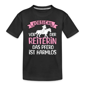 Beware of the rider - Kids' Premium Organic T-Shirt - black - Front