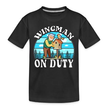 Wingman im Dienst - Kinder Premium Bio T-Shirt - Schwarz - Vorne