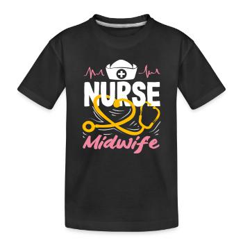 Nurse Midwife Design - Kids' Premium Organic T-Shirt - black - Front
