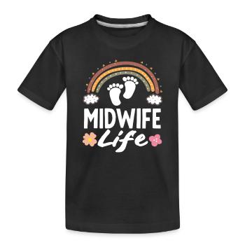 Midwife Life Rainbow Feet - Kids' Premium Organic T-Shirt - black - Front