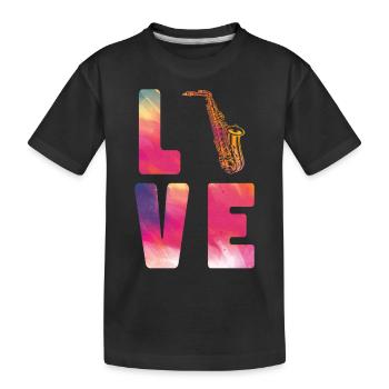 Saxophones Watercolor Love - Kids' Premium Organic T-Shirt - black - Front