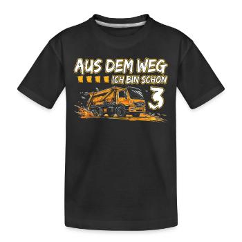 3rd birthday three years garbage truck - Kids' Premium Organic T-Shirt - black - Front