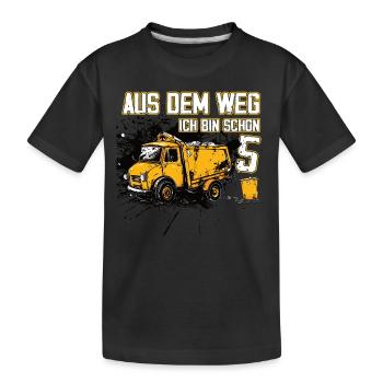 5. Geburtstag fünf Jahre Müllauto - Kinder Premium Bio T-Shirt - Schwarz - Vorne