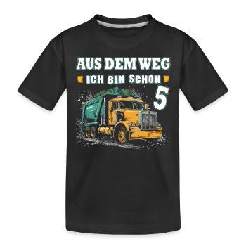 5. Geburtstag fünf Jahre Müllauto - Kinder Premium Bio T-Shirt - Schwarz - Vorne
