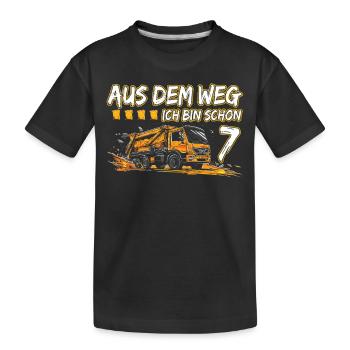 7. Geburtstag sieben Jahre Müllauto - Kinder Premium Bio T-Shirt - Schwarz - Vorne