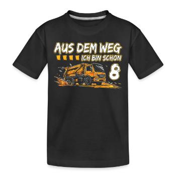 8. Geburtstag acht Jahre Müllauto - Kinder Premium Bio T-Shirt - Schwarz - Vorne