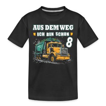 8. Geburtstag acht Jahre Müllauto - Kinder Premium Bio T-Shirt - Schwarz - Vorne