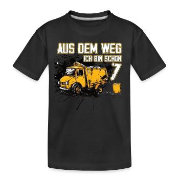 7. Geburtstag sieben Jahre Müllauto - Kinder Premium Bio T-Shirt - Schwarz - Vorne