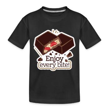 SCHOKORIEGEL GENIESSEN SIE JEDEN BISSEN - Kinder Premium Bio T-Shirt - Schwarz - Vorne