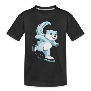 Eisbahn Eisbär Schlittschuhfahren - Kinder Premium Bio T-Shirt - Schwarz - Vorne
