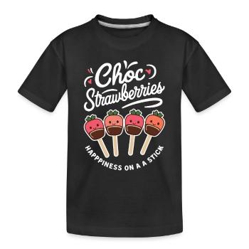 Choco Strawberries - Happiness On A Stick - Kids' Premium Organic T-Shirt - black - Front