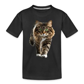 Norwegische Waldkatze - Kinder Premium Bio T-Shirt - Schwarz - Vorne
