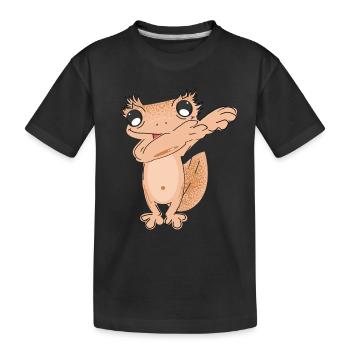 Dabbing crowned gecko - Kids' Premium Organic T-Shirt - black - Front