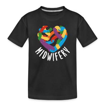 Midwife Heart Hands Diversity Midwifery - Kids' Premium Organic T-Shirt - black - Front