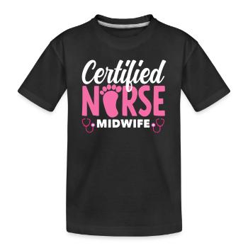 Certified Midwife Stolz - Kids' Premium Organic T-Shirt - black - Front