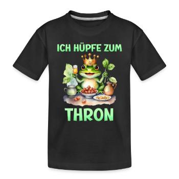 Froschkostüm ICH HÜPFE ZUM THRON Lustiges - Kinder Premium Bio T-Shirt - Schwarz - Vorne