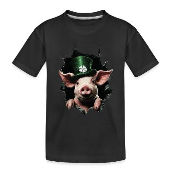 St. Patrick's Day Schwein - Kinder Premium Bio T-Shirt - Schwarz - Vorne