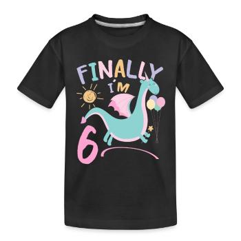 6ème anniversaire Fille Dracon 6 ans Cadeaux - T-shirt bio Premium Enfant - noir - Devant