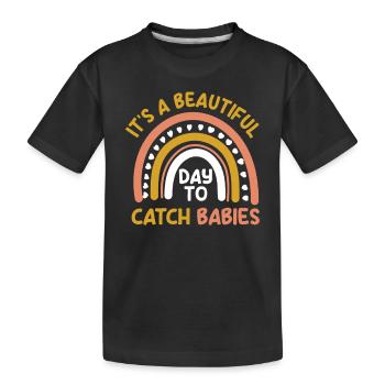 Beautiful day for midwives Baby happiness - Kids' Premium Organic T-Shirt - black - Front