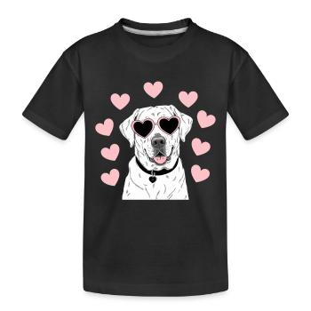 Cute Labrador with Hearts |Dog lover - Kids' Premium Organic T-Shirt - black - Front
