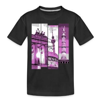 Berlin Skyline City Germany Collage Vintage - Kids' Premium Organic T-Shirt - black - Front