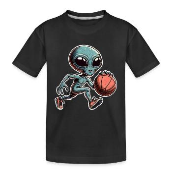 Alien Basketball Dunking - Kids' Premium Organic T-Shirt - black - Front