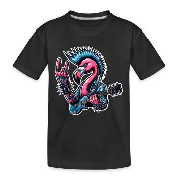 Flamingo Guitariste de Rock and Roll - T-shirt bio Premium Enfant - noir - Devant