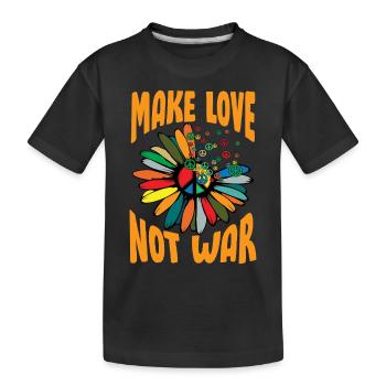 Make Love Not War Flower Power Hippie - Kids' Premium Organic T-Shirt - black - Front