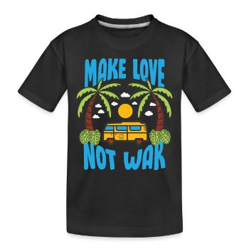 Make Love Not War Flower Power Hippie - Kids' Premium Organic T-Shirt - black - Front