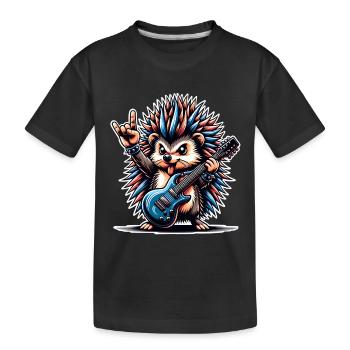 Hedgehog Guitariste de rock and roll - T-shirt bio Premium Enfant - noir - Devant