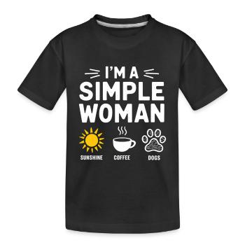I`m a simple woman like sunshine dogs & coffee - Kinder Premium Bio T-Shirt - Schwarz - Vorne