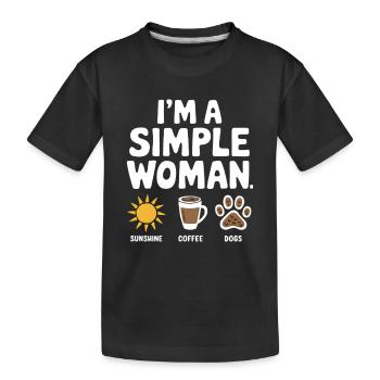 I`m a simple woman like sunshine dogs & coffee - Kinder Premium Bio T-Shirt - Schwarz - Vorne