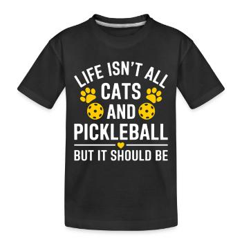 Pickleball Spruch Katze Lustig Pickleball Geschenk - Kinder Premium Bio T-Shirt - Schwarz - Vorne