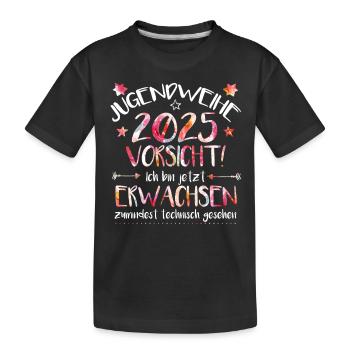 Jugendweihe 2025 Vorsicht! Ich bin jetzt erwachsen - Kinder Premium Bio T-Shirt - Schwarz - Vorne