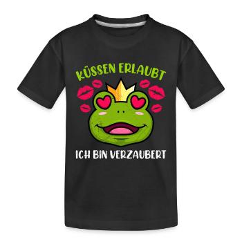 Faschings Party KÜSSEN ERLAUBT BIN VERZAUBERT - Kinder Premium Bio T-Shirt - Schwarz - Vorne