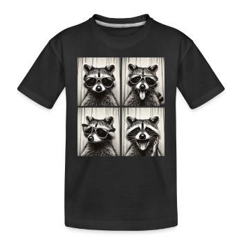 Fotobox Waschbär mit Sonnenbrille - Kinder Premium Bio T-Shirt - Schwarz - Vorne