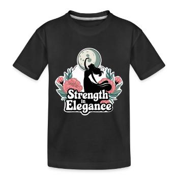 STRENGTH IN ELEGANCE - Kids' Premium Organic T-Shirt - black - Front