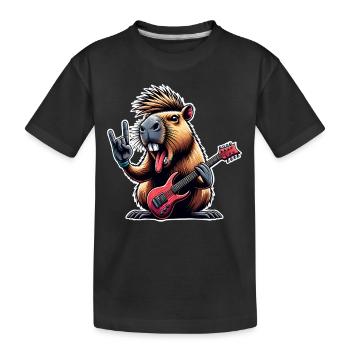 Capybara Rock and Roll Gitarrist - Kinder Premium Bio T-Shirt - Schwarz - Vorne