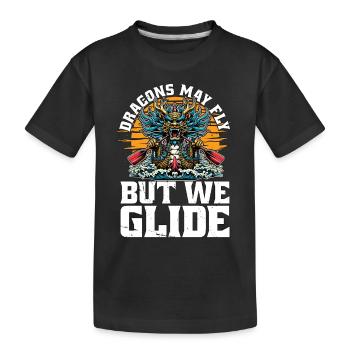 Bateau dragon Les dragons peuvent voler mais nous pagayons - T-shirt bio Premium Enfant - noir - Devant