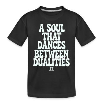 Gemini soul dancing between dualities - Kids' Premium Organic T-Shirt - black - Front