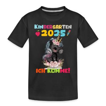 Kindergarten 2025 Girl Gift Kita 2025 Decoration - Kids' Premium Organic T-Shirt - black - Front