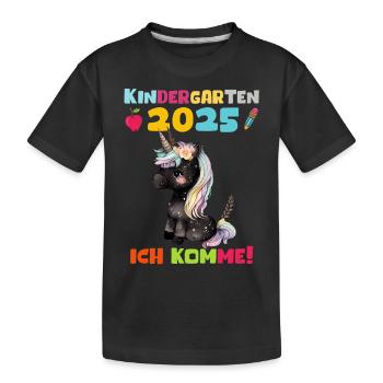 Kindergarten 2025 Girl Gift Kita 2025 Decoration - Kids' Premium Organic T-Shirt - black - Front