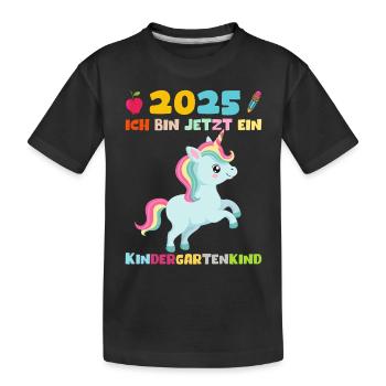 Kindergarten 2025 Girl Gift Kita 2025 Decoration - Kids' Premium Organic T-Shirt - black - Front