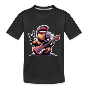 Capybara Rock and Roll Gitarrist - Kinder Premium Bio T-Shirt - Schwarz - Vorne