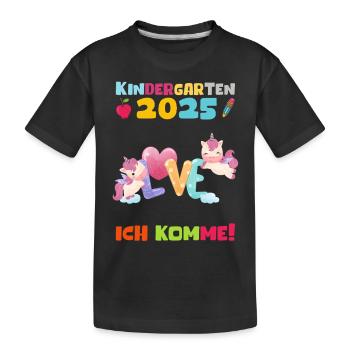 Kindergarten 2025 Girl Gift Kita 2025 Decoration - Kids' Premium Organic T-Shirt - black - Front