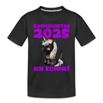 Kindergarten 2025 Mädchen Geschenk Kita 2025 Deko - Kinder Premium Bio T-Shirt - Schwarz - Vorne