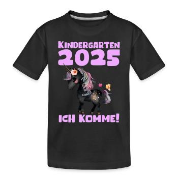 Kindergarten 2025 Girl Gift Kita 2025 Decoration - Kids' Premium Organic T-Shirt - black - Front