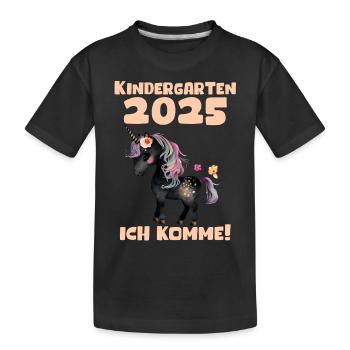 Kindergarten 2025 Mädchen Geschenk Kita 2025 Deko - Kinder Premium Bio T-Shirt - Schwarz - Vorne