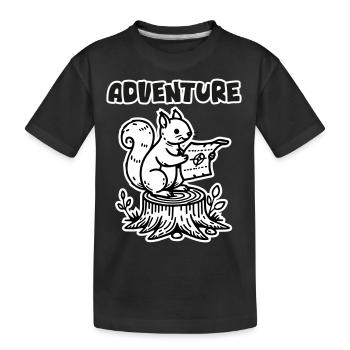 Écureuil tenant une carte - Design « Aventure » - T-shirt bio Premium Enfant - noir - Devant